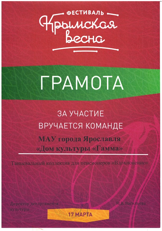 Грамота за участие во флешмобе к 5-летию воссоединения Крыма с Россией Грамота за участие во флешмобе к 5-летию воссоединения Крыма с Россией